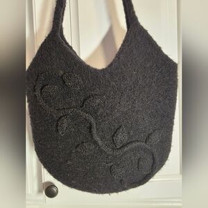 Black Textured Handbag